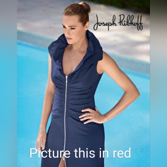Joseph Ribkoff Dresses & Skirts - JOSEPH RIBKOFF* stretch 2 way zip front sleeveless bodycon ruched fancy dress